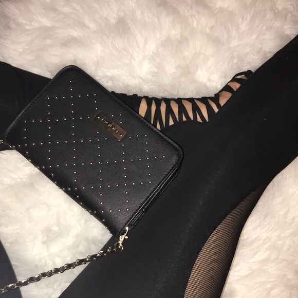 bebe Handbags - bebe black/gold crossbody bag